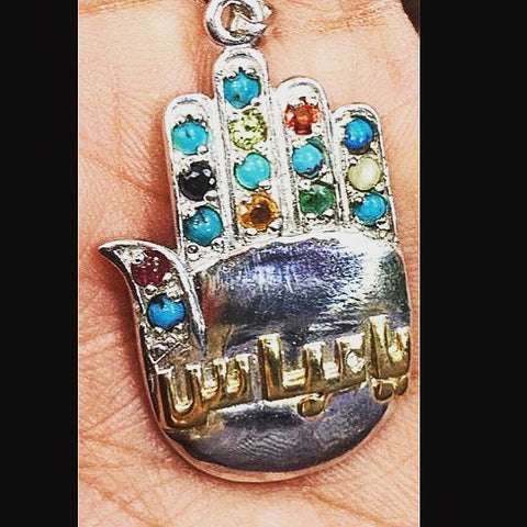 Pendent Of Alam Mola Abbas slwt Having Gem Stones Silver Made