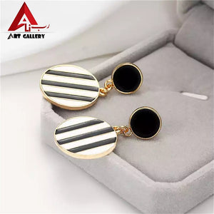New fashion personality Double round Earrings black and White striped jewelry Simple temperament metal  earrings punk women 2019