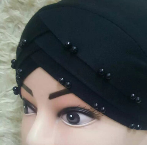 Pack of 3 Black 3D layer Cap with pearls soft Cotton stuff