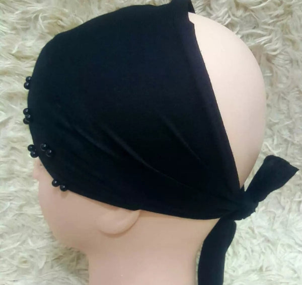 Pack of 3 Black 3D layer Cap with pearls soft Cotton stuff