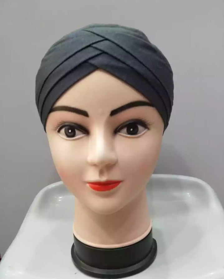 6 Hijab Scarf Cap cotton 3D with Black