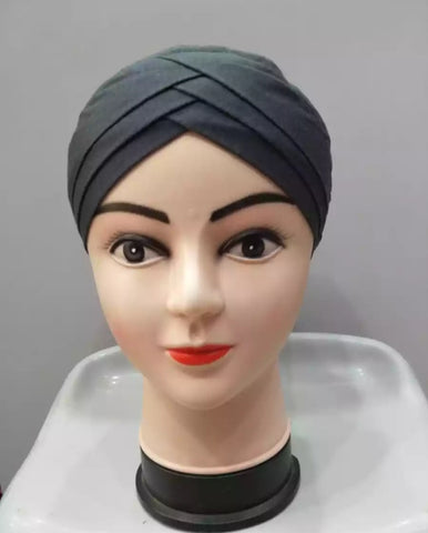 6 Hijab Scarf Cap cotton 3D with Black