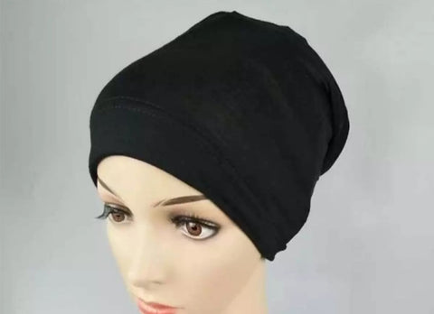 6 pack of Plain Black Muslim headscarf inner Hijab Cap