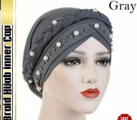 3 piece of Muslim Hijab Cap Turban stretch hat braid Hijab inner