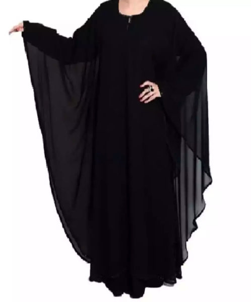 Black international quality double layer chiffon Hijab