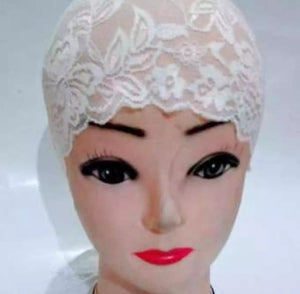 6 piece of White net band Hijab cap