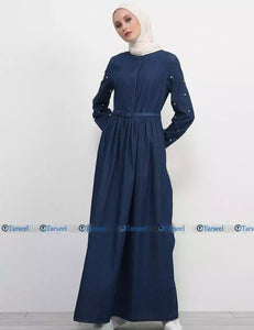 Refka Bule point collar- Denim Abaya for Women.