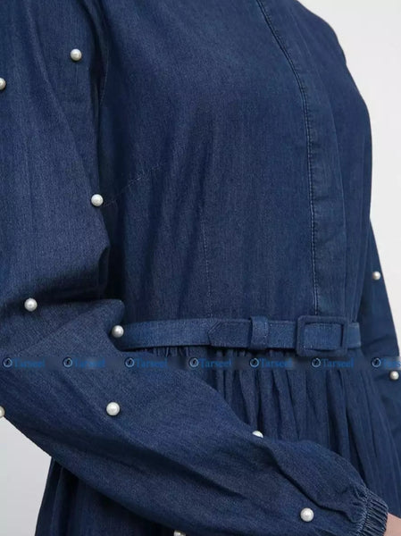 Refka Bule point collar- Denim Abaya for Women.