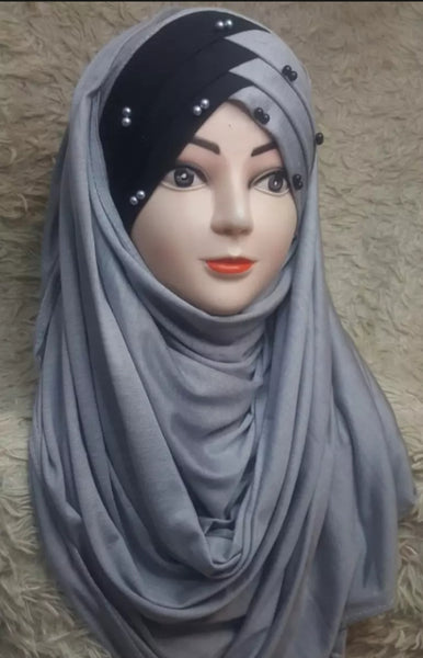 3 piece of Ready to wear Scarf with Attach Cap