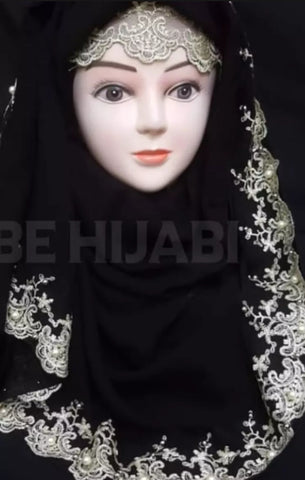 Fancy Embroidery Scarf with Cap be Hijab