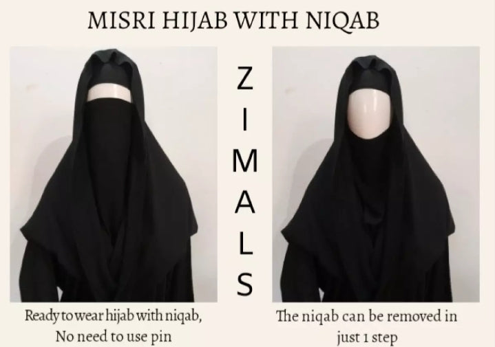 Ready to wear Misri Hijab with Niqab