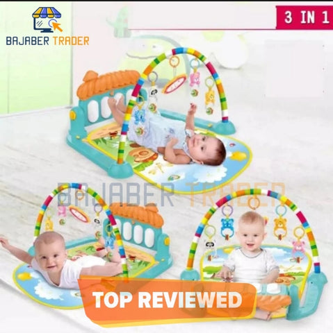 Huanger 3 in 1 Newborn baby toddlers action Play gym piano fitness rack Mat