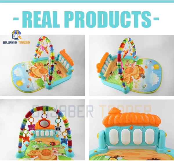 Huanger 3 in 1 Newborn baby toddlers action Play gym piano fitness rack Mat