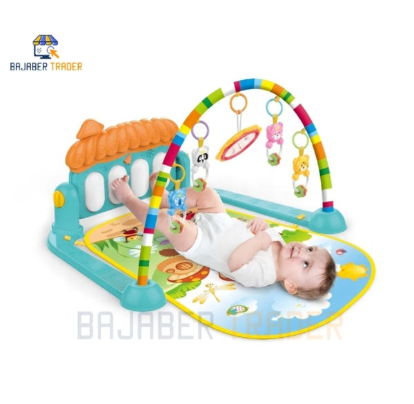 Huanger 3 in 1 Newborn baby toddlers action Play gym piano fitness rack Mat
