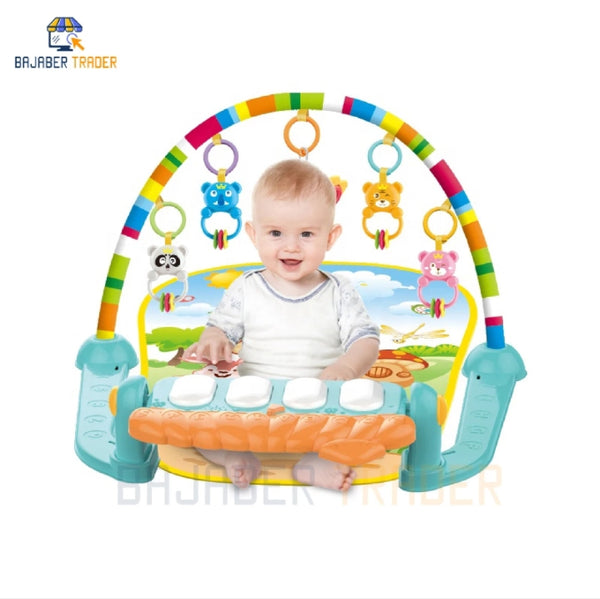 Huanger 3 in 1 Newborn baby toddlers action Play gym piano fitness rack Mat