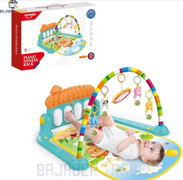Huanger 3 in 1 Newborn baby toddlers action Play gym piano fitness rack Mat