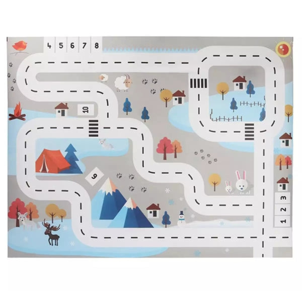 Kids play Mat City Road - Building Parking Map