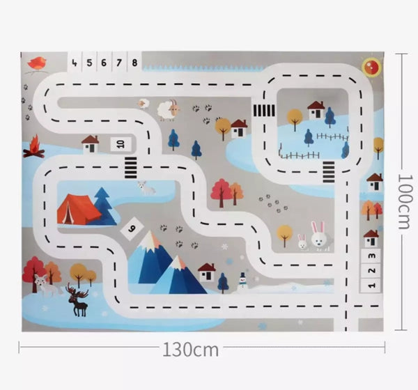Kids play Mat City Road - Building Parking Map