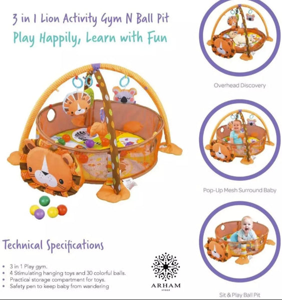 Kids 3 in 1 Baby Activity Gym and ball pit play mat
