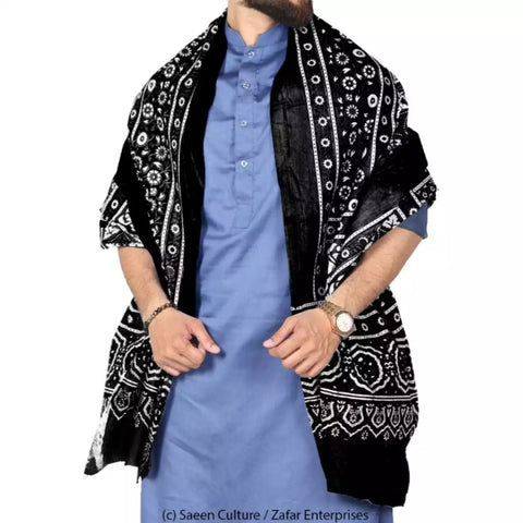 2 piece of Black Sindhi Ajrak For Man.