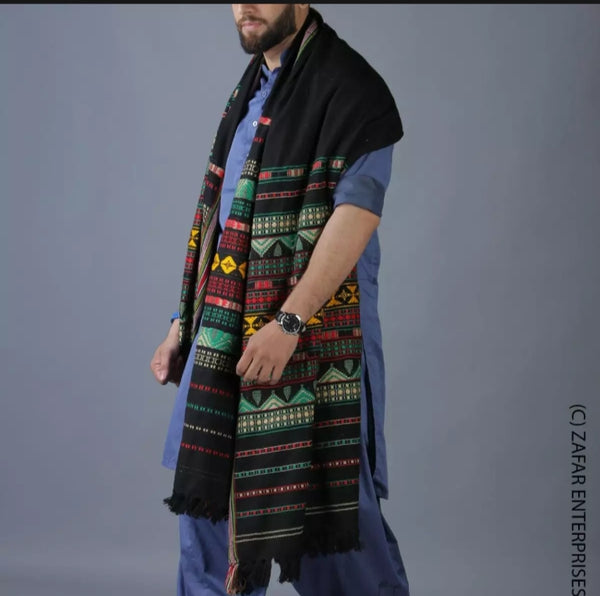 Black and Green Tharri - wadera Shawl