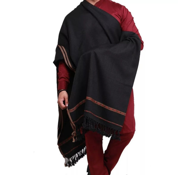 Black pure Acro - Woolen Dhussa Shawl
