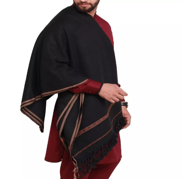 Black pure Acro - Woolen Dhussa Shawl