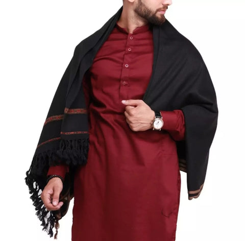 Black pure Acro - Woolen Dhussa Shawl