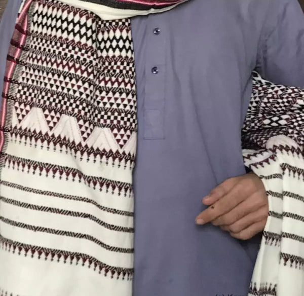 White Colorful Tharri / Wadera shawl.