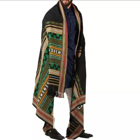 Green Handmade Tharri / Waders Shawl for Man.