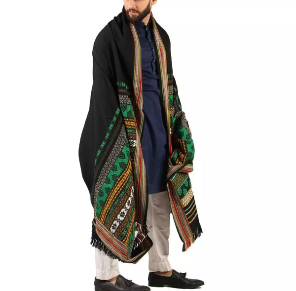 Green Handmade Tharri / Waders Shawl for Man.
