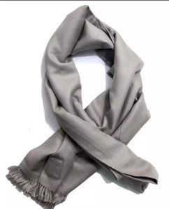 Light Gray Kashmiri Semi Pashmino Lohi Shawl.