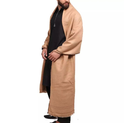 Brown Fusion Pure Woolen Dhussa Shawl.