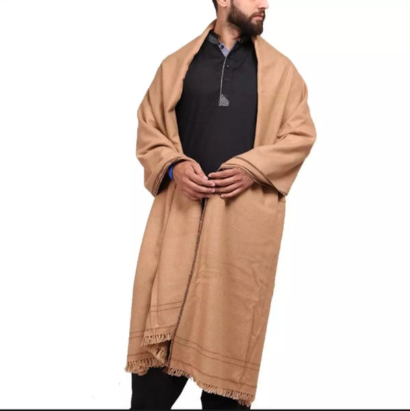 Brown Fusion Pure Woolen Dhussa Shawl.