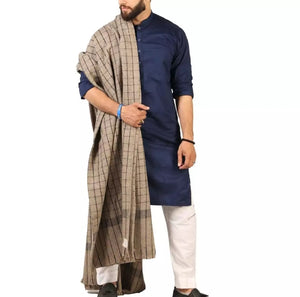 Pure Wool Dark Bannu Checkered / Khamdar Shawl