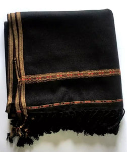 Black Pure Acro - Woolen Dhussa Shawl.