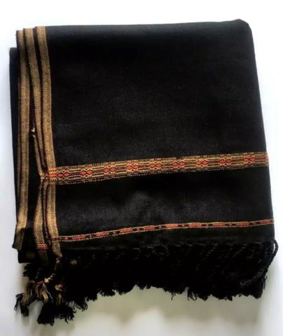 Black Pure Acro - Woolen Dhussa Shawl.