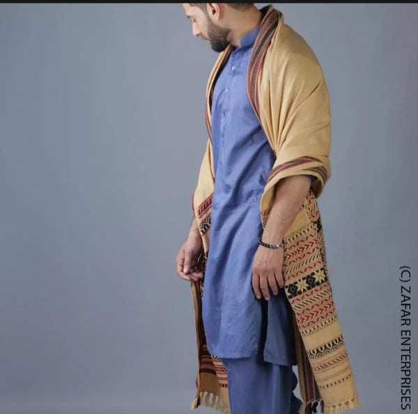 Beige Yellow Tharri - Wadera shawl.