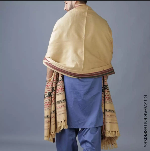 Beige Yellow Tharri - Wadera shawl.