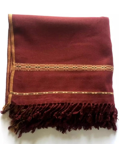 Maroon Pure Acro - Woolen Dhussa Shawl.