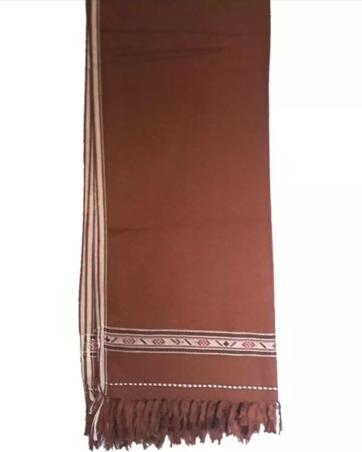 Brown Pure Woolen Valeno Dhussa Shawl.