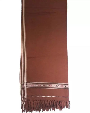 Brown Pure Woolen Valeno Dhussa Shawl.