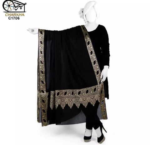 Finest Summer Lawn Chader - Shawl - Dupatta With Amazing Golden Work.