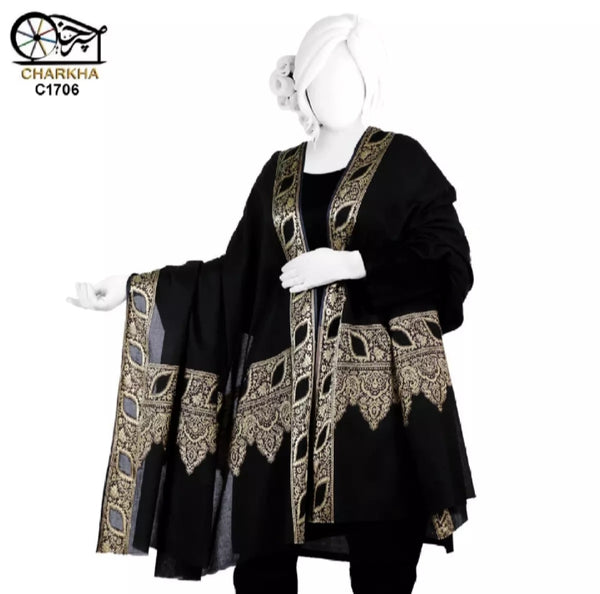 Finest Summer Lawn Chader - Shawl - Dupatta With Amazing Golden Work.