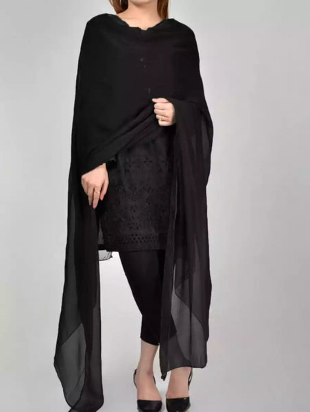 2 piece of Black Chiffon Dupatta