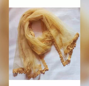 2 piece of Skin Colored Net Dupatta with Four side Lace.