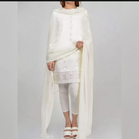 2 piece of White Chiffon Dupatta.