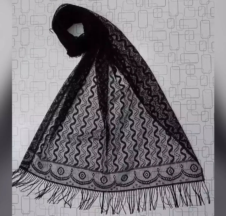 2 piece of Black Lightweights Narrow Net Stole For Woman.