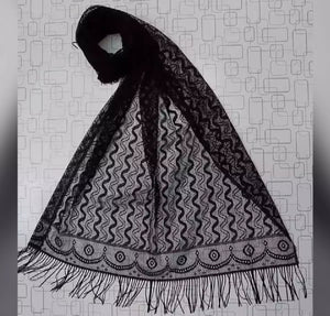 2 piece of Black Lightweights Narrow Net Stole For Woman.