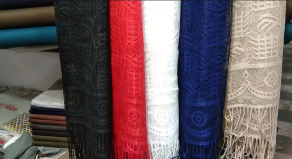 2 piece of Black Lightweights Narrow Net Stole For Woman.